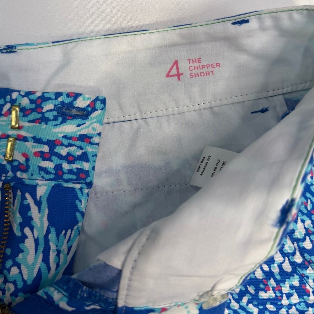 Lilly Pulitzer Chipper Shorts Size 4 Blue Coral Starfish Coastal Print Reef - Picture 7 of 13